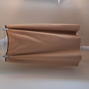 Talbots Womens Camel Hair Wool Lined Midi Skirt Leather Trim Zip Vents Size 8